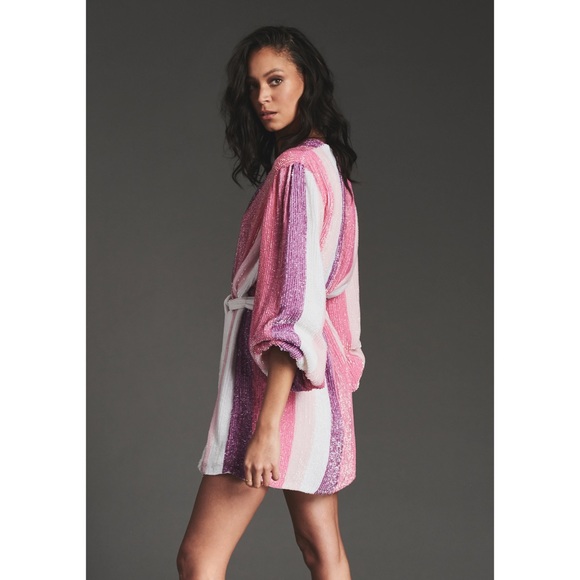 retrofete Gabrielle Dress Multi Pink Stripe Mini - Picture 3 of 11